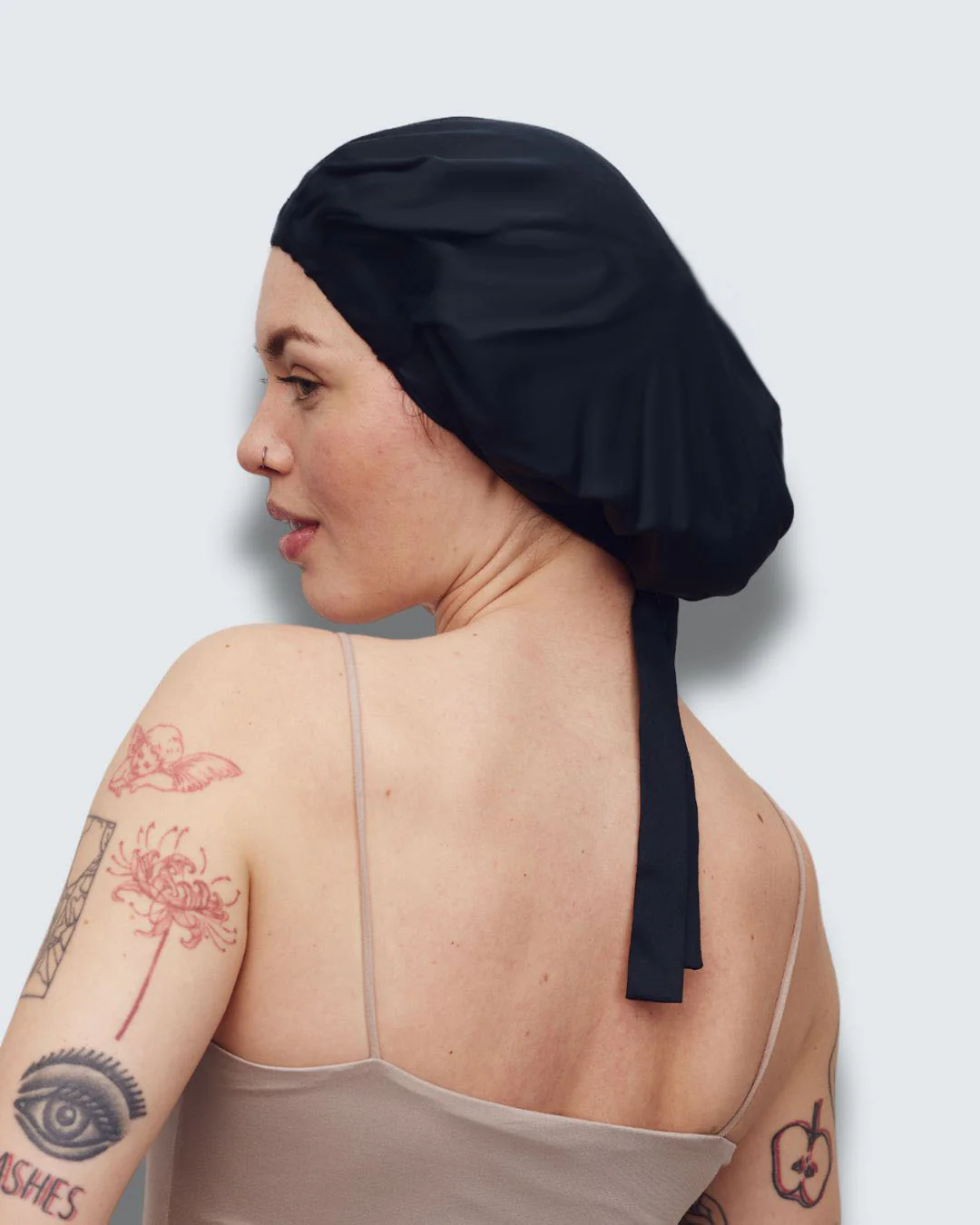 Bamboo Hair Bonnet, Jet Black - Image 4