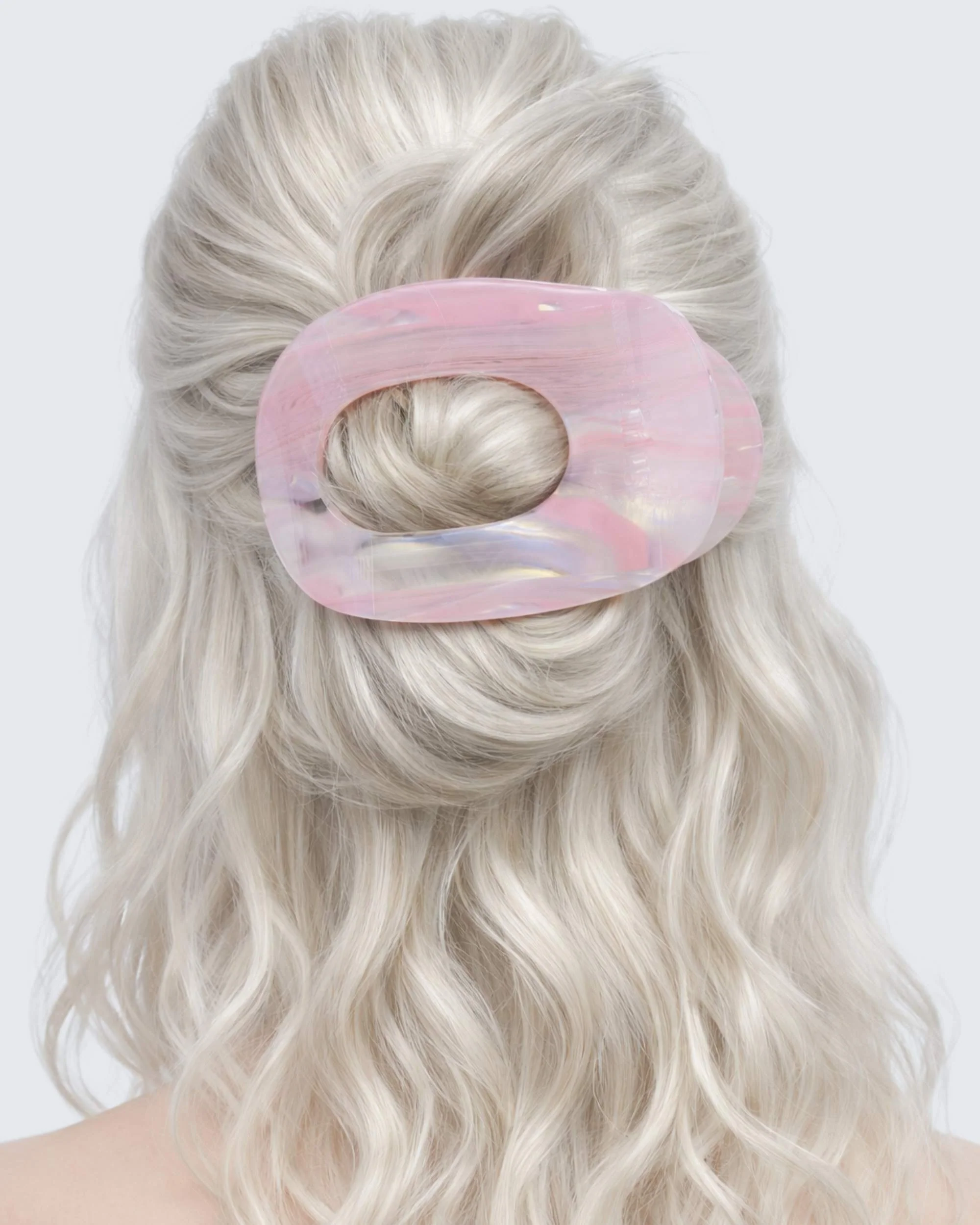 Large Flat Claw Hair Clip, Baby Pink - Image 6