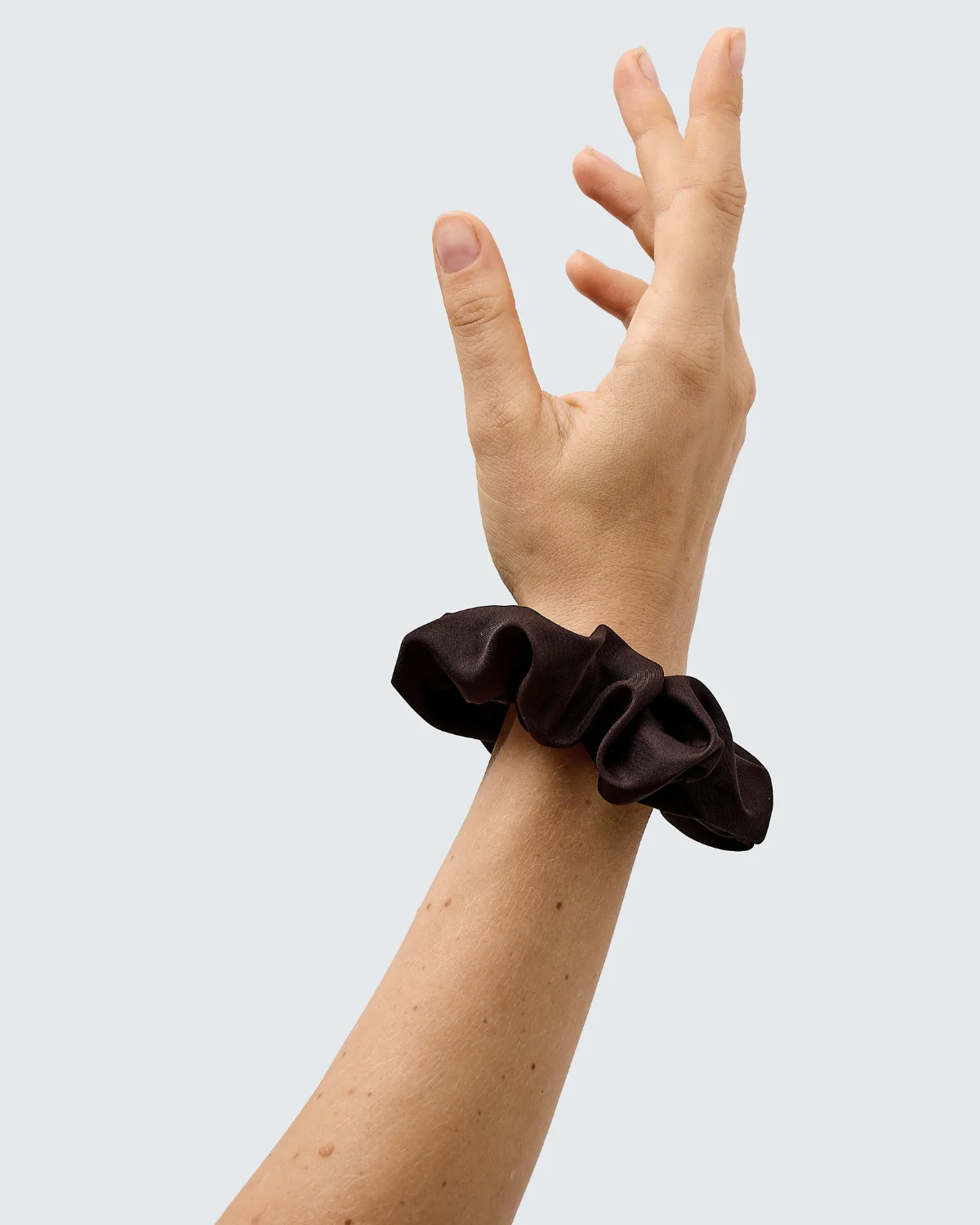 Satin Silk Scrunchies, Medium, 3-Pack, Coffee - Image 3