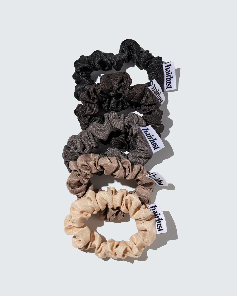 Satin Silk Scrunchies, Small, 5-Pack, Coffee - Image 7